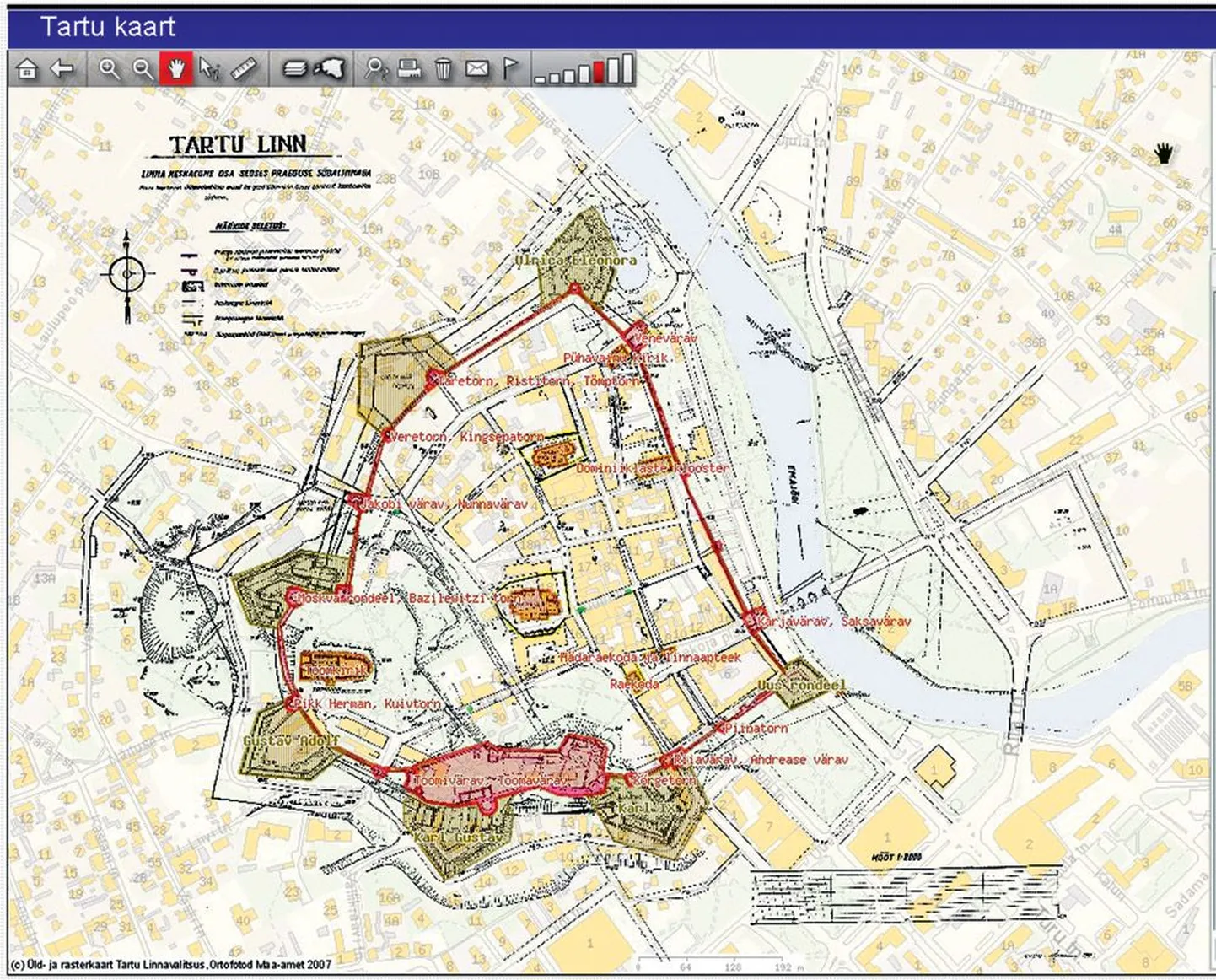 Keskaegse Tartu müüre saab kaardilt uudistada Tartu kodulehel aadressil www.tartu.ee/kaart.
