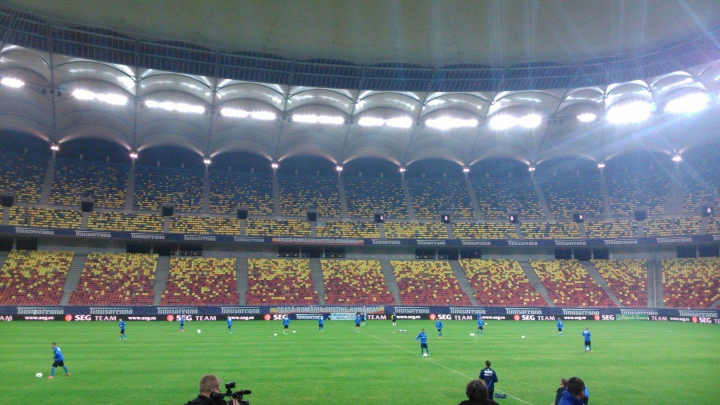 Eesti koondise treening Bukaresti staadionil.