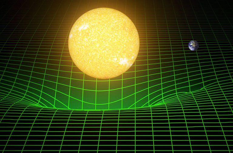 Datorsimulācija demonstrē kā Saule un Zeme liec laiktelpu