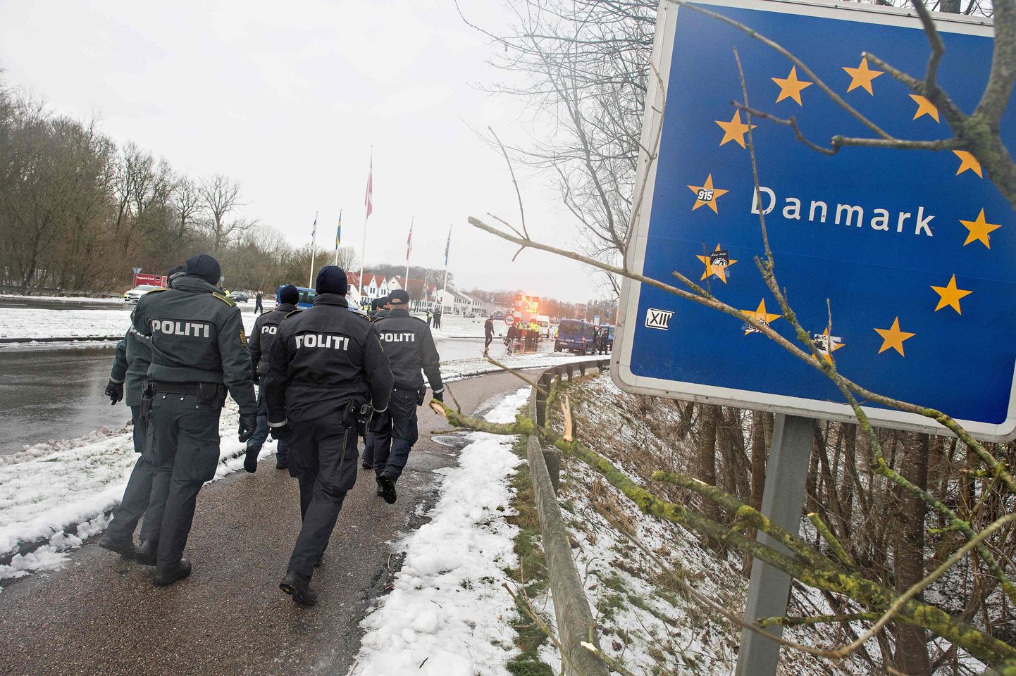 Taani politseinikud mullu jaanuaris Taani-Saksamaa piiril.