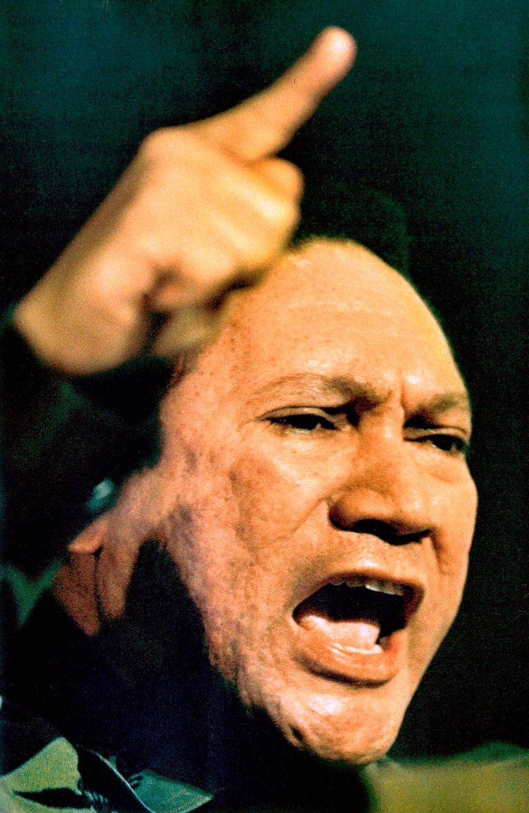 Manuel Noriega 1988. aasta märtsis Panamás kõnet pidamas. FOTO: Scanpix/REUTERS/Gary Hershorn
