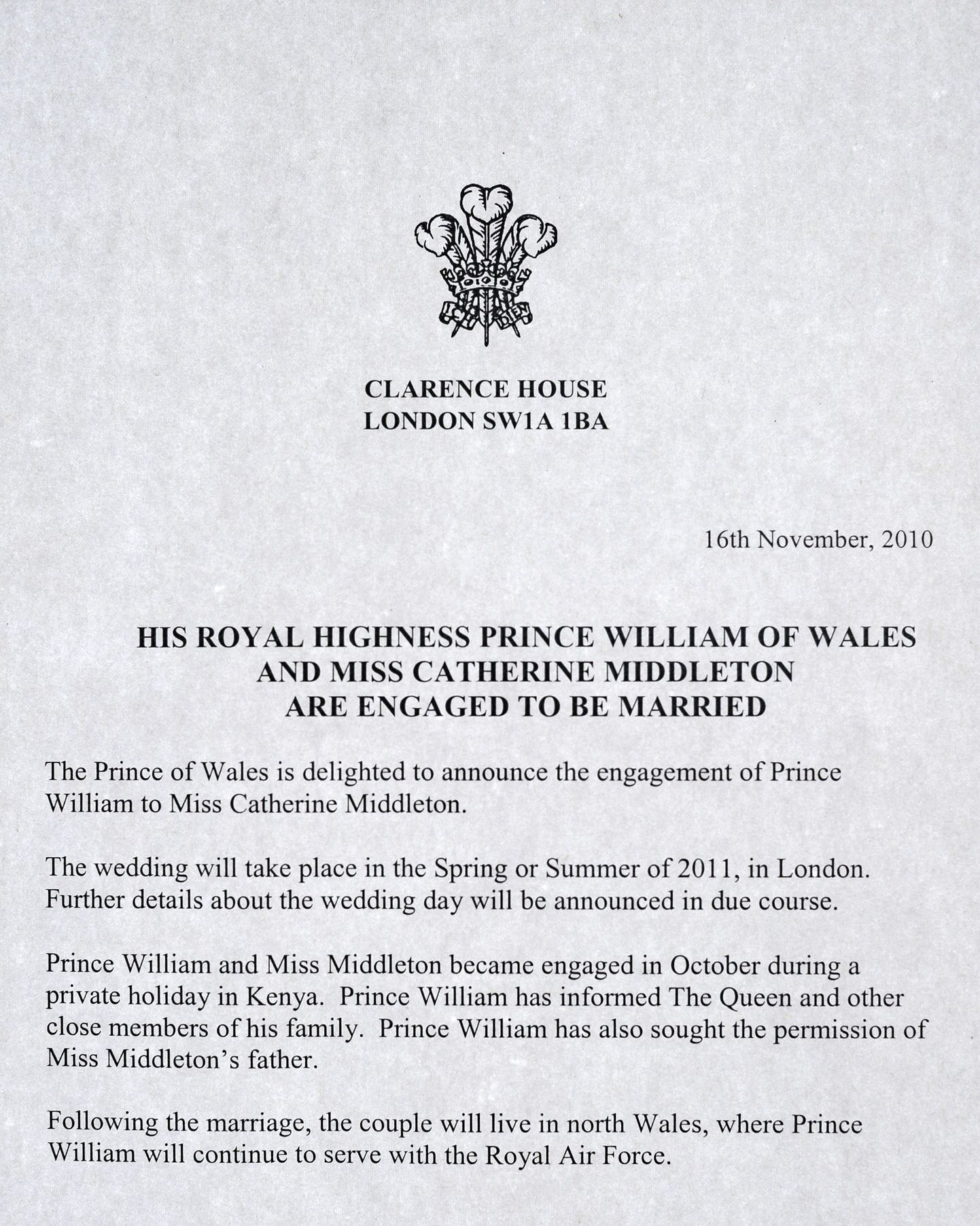 Briti kuningliku pere teada prints Williami ja Kate Middletoni kihluse kohta
