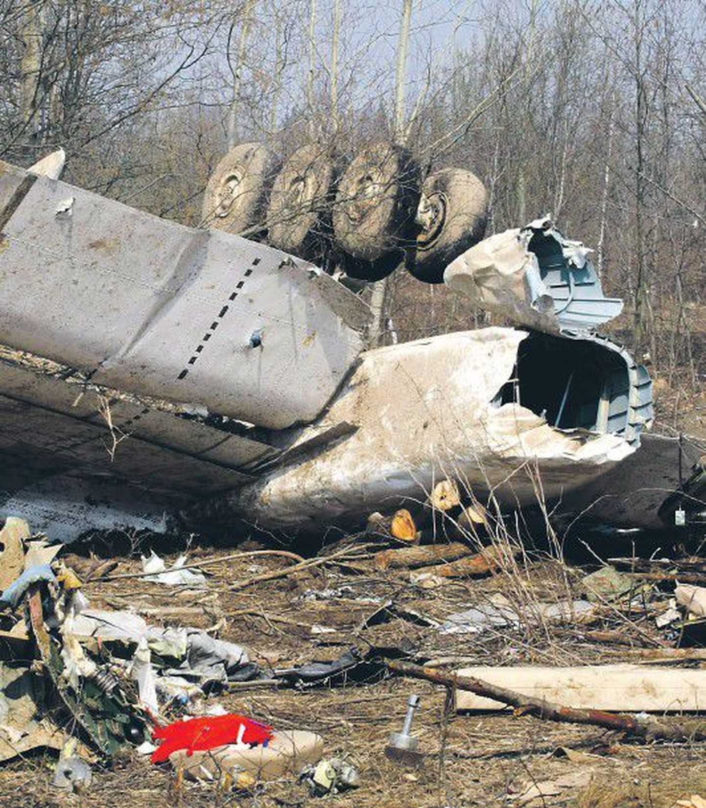 Обломки упавшего под Смоленском самолета президента Польши Леха Качиньского