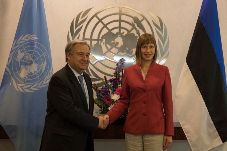 Генеральный секретарь ООН Антониу Гутерриш и Керсти Кальюлайд. Фото: Канцелярия президента