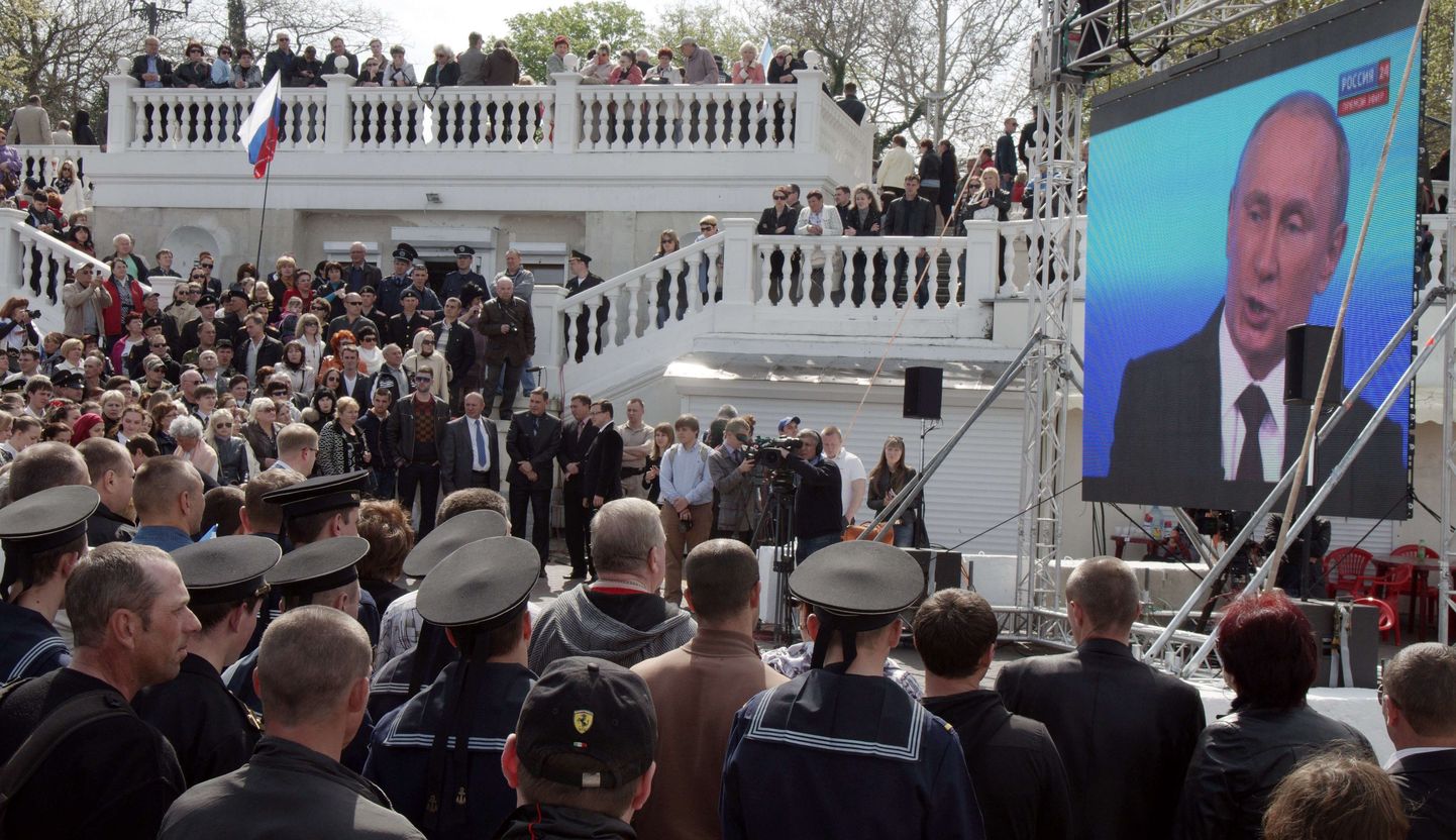 Sevastopoli elanikud vaatasid möödunud nädalal suurelt ekraanilt otseülekannet Putini igaastasest otseliinist.