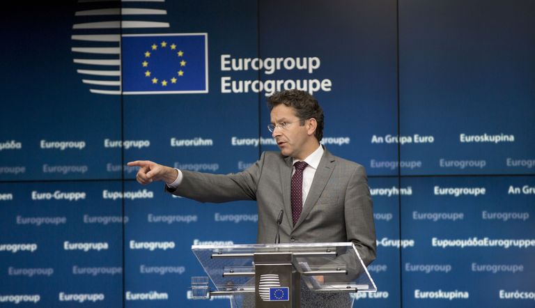 Eurogrupi juht Jeroen Djisselbloem laupäevasel pressikonverentsil.                                 Foto: AP / Scanpix