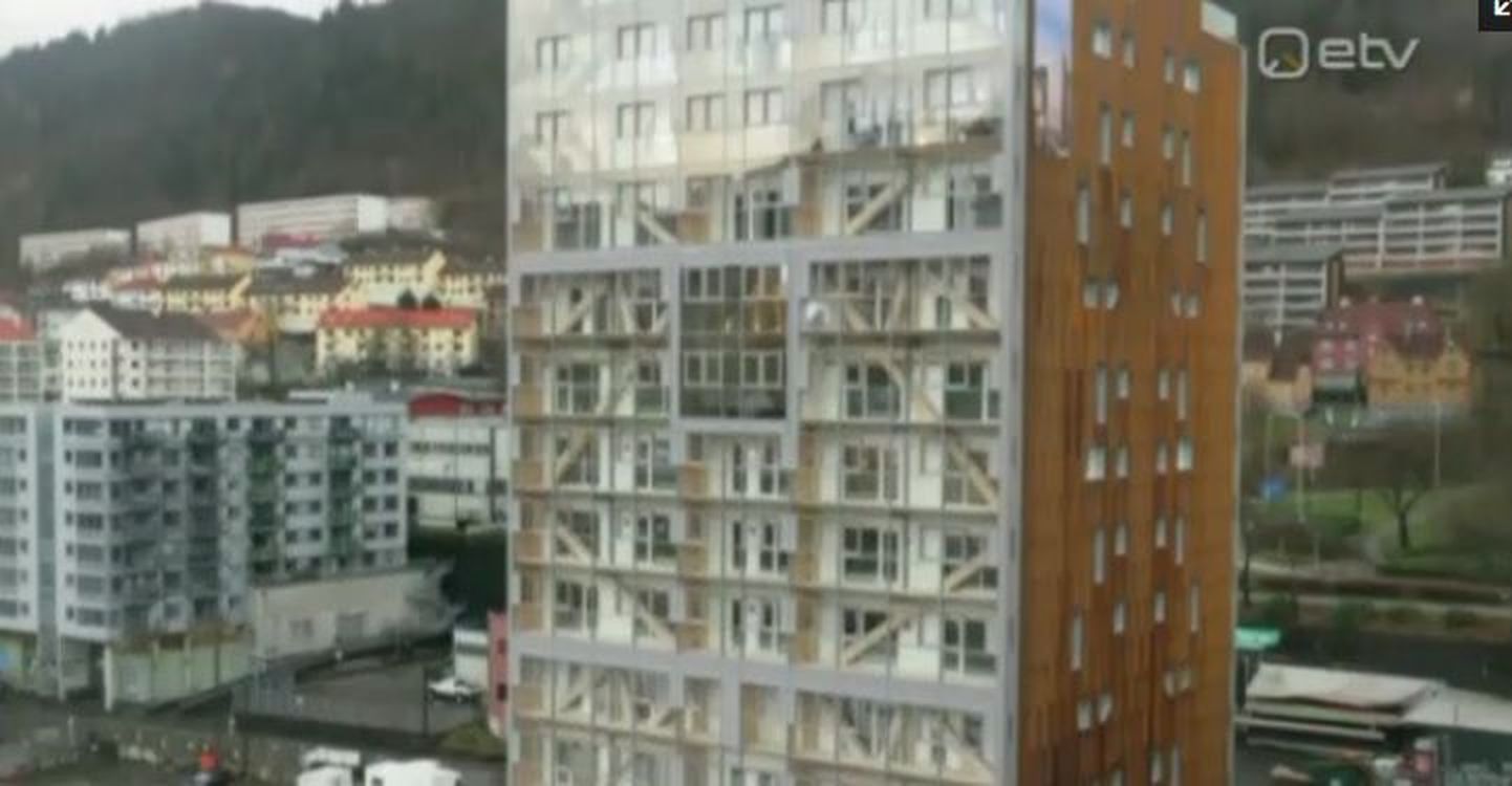Väidetavalt maailma kõrgeim puidust elumaja. Asub Norras Bergenis ja seda aitasid ehitada ka eestlased.