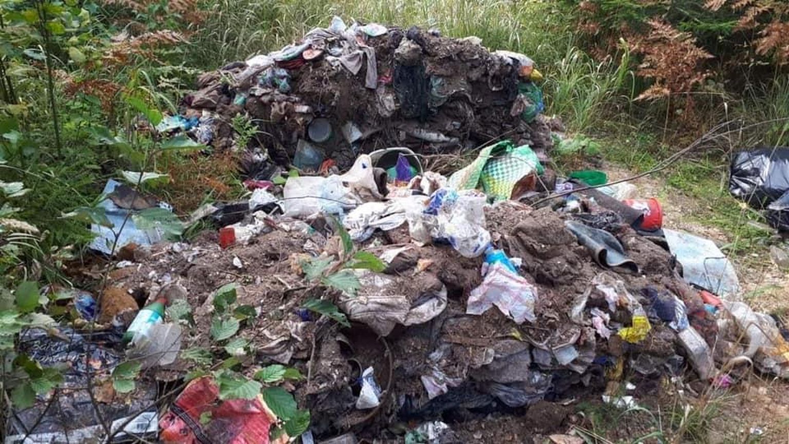 Tõrva vallas Rulli külas laiutab metsa all prügihunnik.
