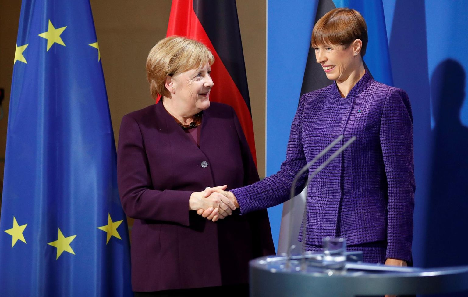 Saksa liidukantsler Angela Merkel ja Eesti president Kersti Kaljulaid 2019. aasta oktoobris Berliinis.