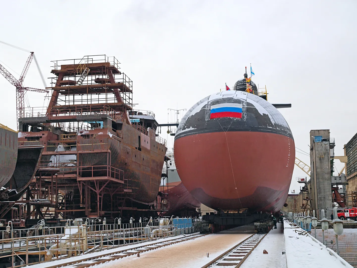 Venemaa tuumaallveelaev Severodvinski laevatehases.