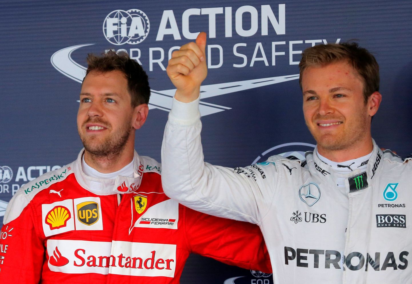 Nico Rosberg (paremal) koos Sebastian Vetteliga.