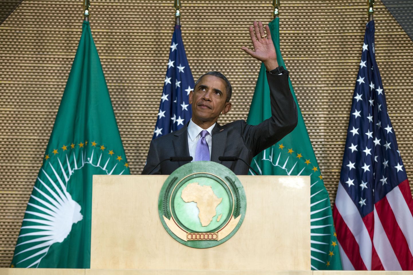 Obama Aafrika Liidu peakorteris kõnet pidamas
