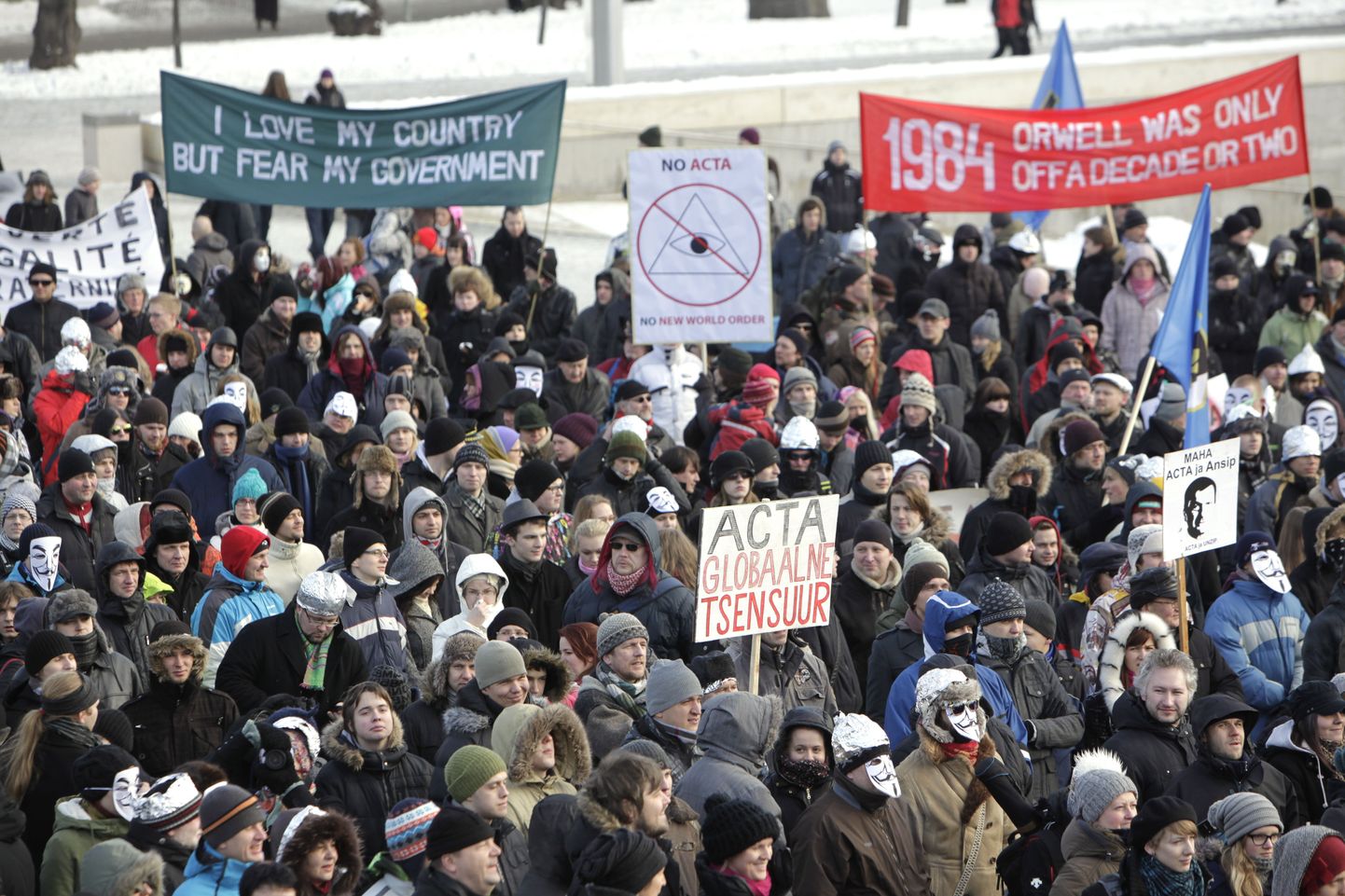 ACTA-vastane meeleavaldus Vabaduse väljakul.