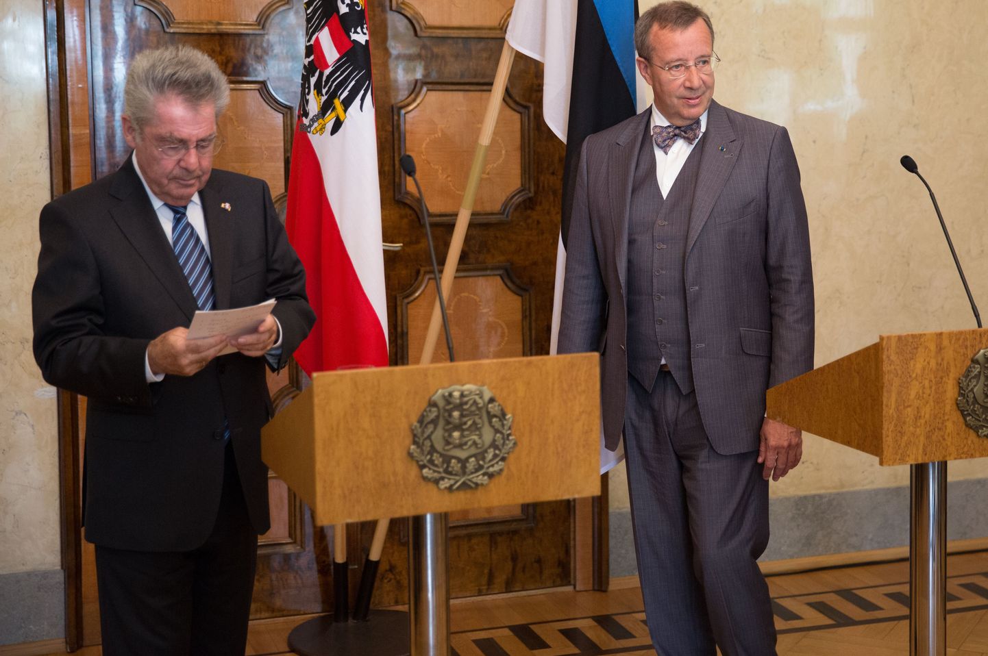 Austria president Heinz Fischer ja Eesti Vabariigi president Toomas Hendrik Ilves andsid esmaspäeval Kadriorus pressikonverentsi.