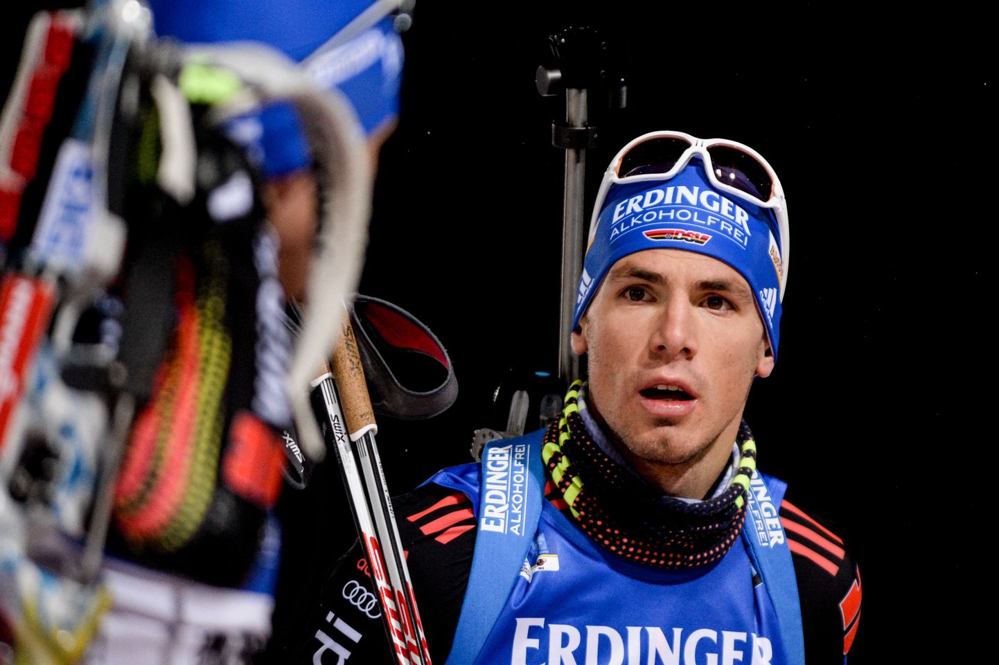 2750256 12/02/2015 Simon Schempp of Germany before the men's individual race at the first stage of the 2015-16 Biathlon World Cup in Ostersund, Sweden. Konstantin Chalabov/Sputnik