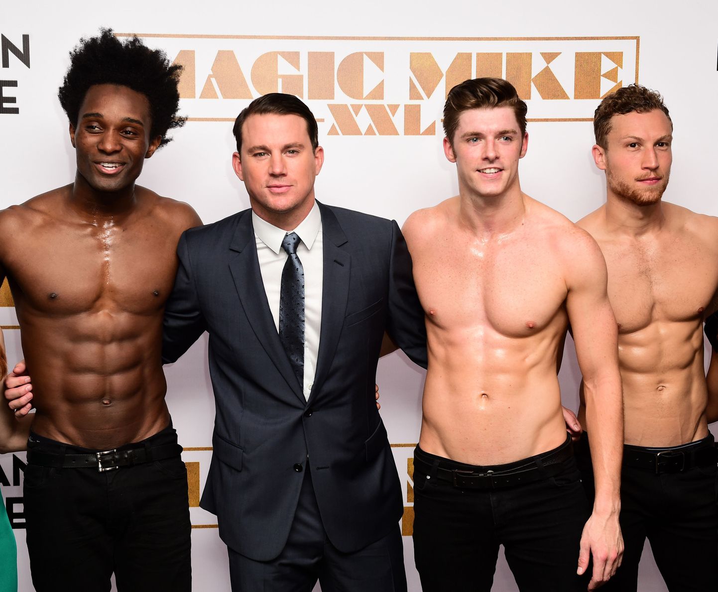 Channing Tatum poses with male strippers attending the Magic Mike XXL Premiere held at Vue West End, 3 Cranbourn Street, Leicester Square, London. Picture date: Tuesday June 30, 2015. Photo credit should read: Ian West/PA Wire