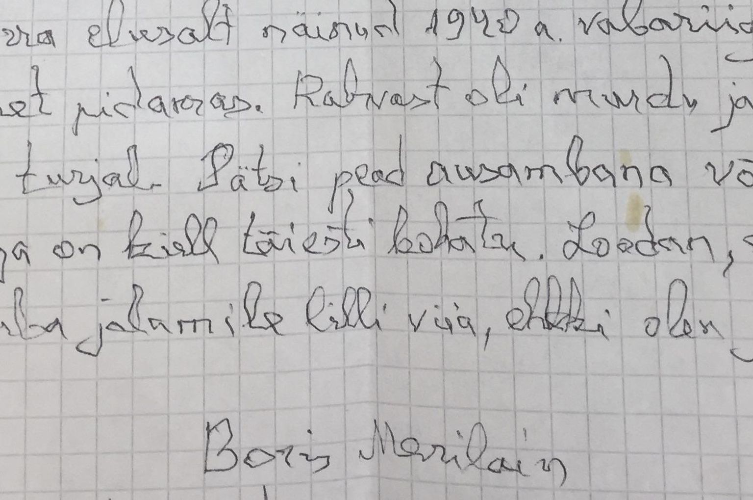 Boris Merilaini kiri Postimehe toimetusele FOTO: Postimees