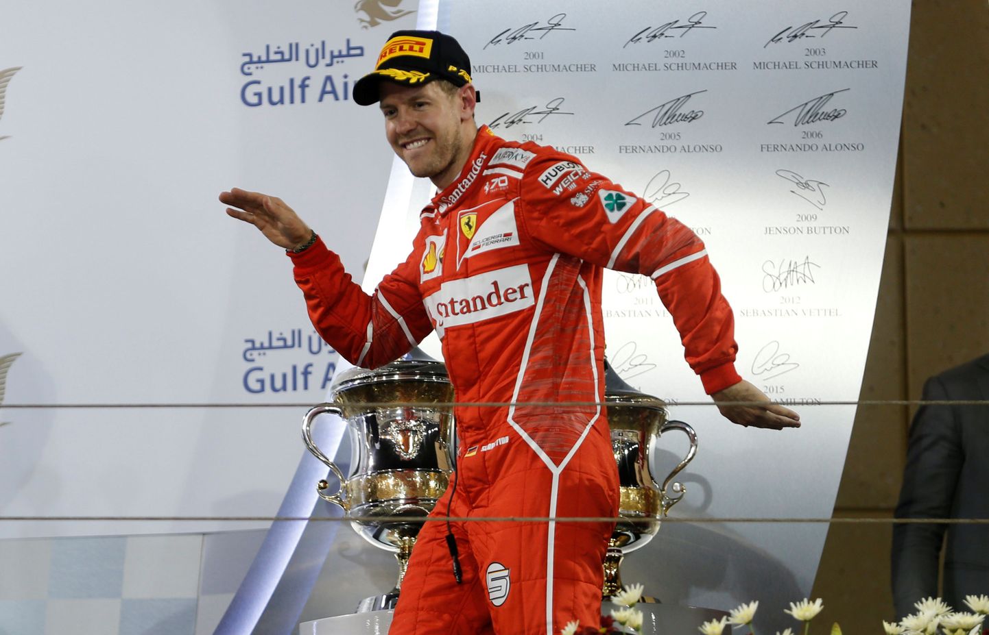 Sebastian Vettel võis poodiumil tantsu lüüa.