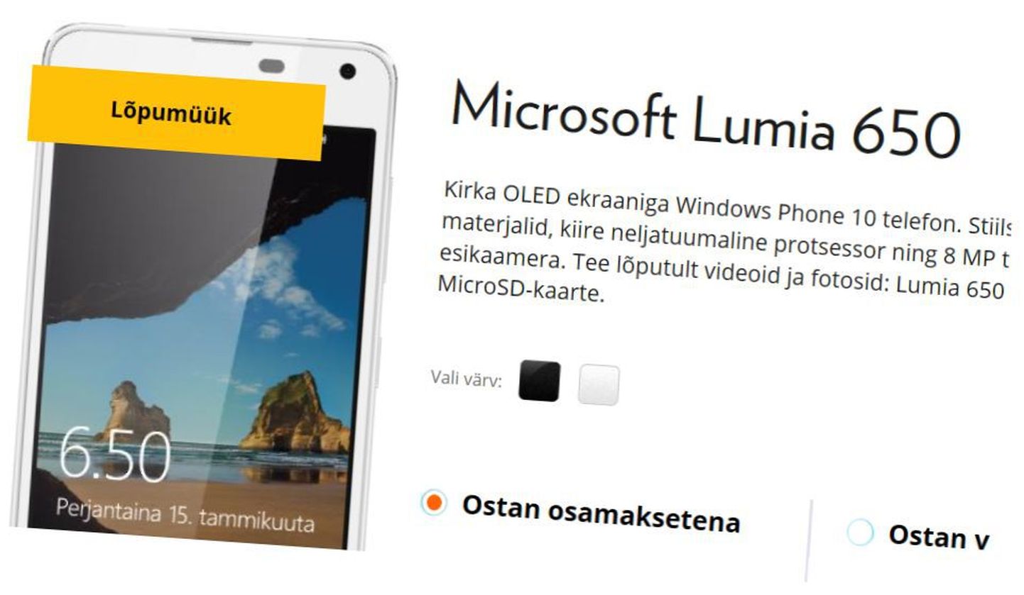 Viimane Lumia mobiil Eestis