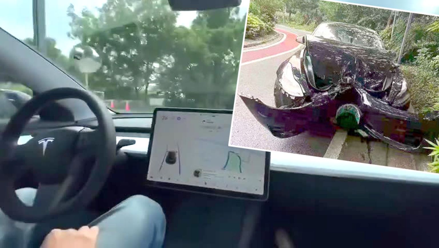VIDEO Tesla autopilots neizņem pagriezienu un ietriecas kokā