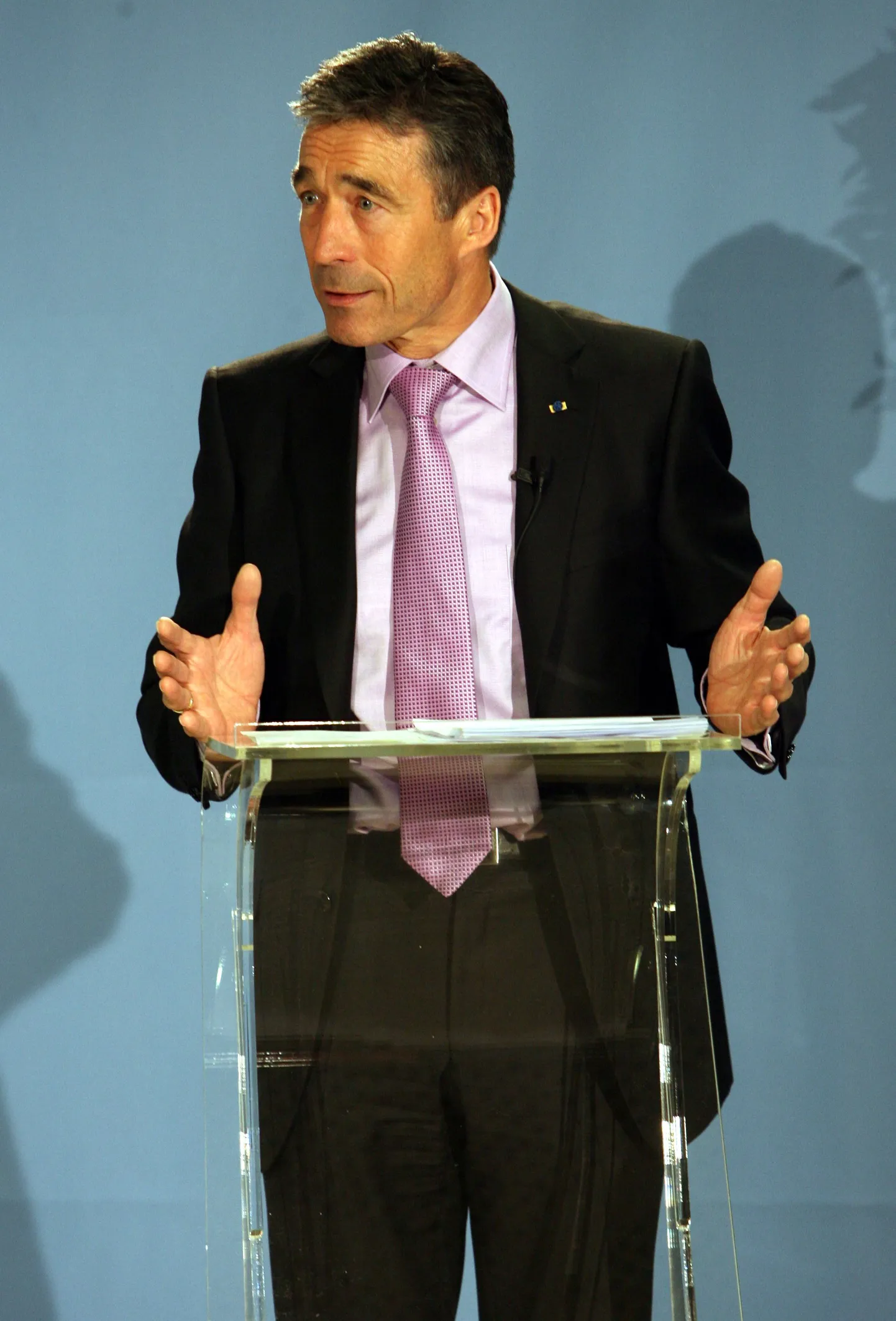 NATO peasekretär Anders Fogh Rasmussen konverentsil Tallinnas Nordic Hotel Forumis kõnelemas.