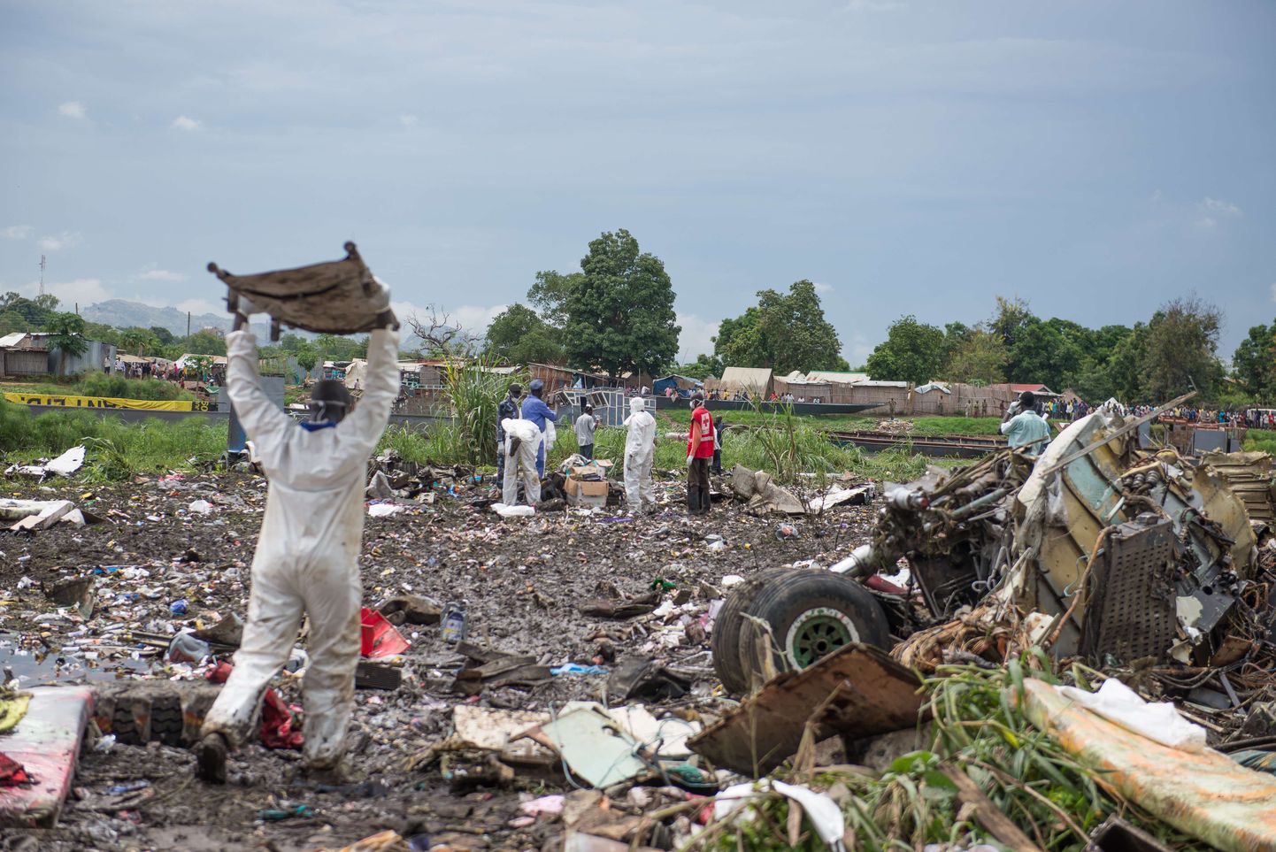 Lennuõnnetuse toimumiskoht Lõuna-Sudaanis Juba lennuvälja lähedal.