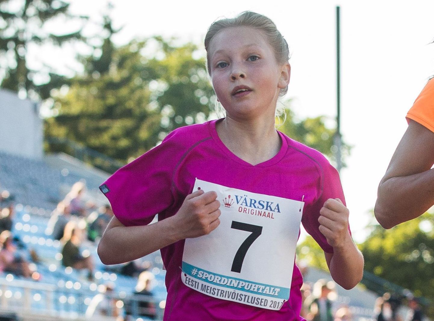 Kohtla-Järvelt pärit 12-aastane Luna-Aleksandra Lagoda võitis staieri seeriajooksu kolmanda etapi. Pilt on tehtud tänavustelt Eesti täiskasvanute meistrivõistlustel.