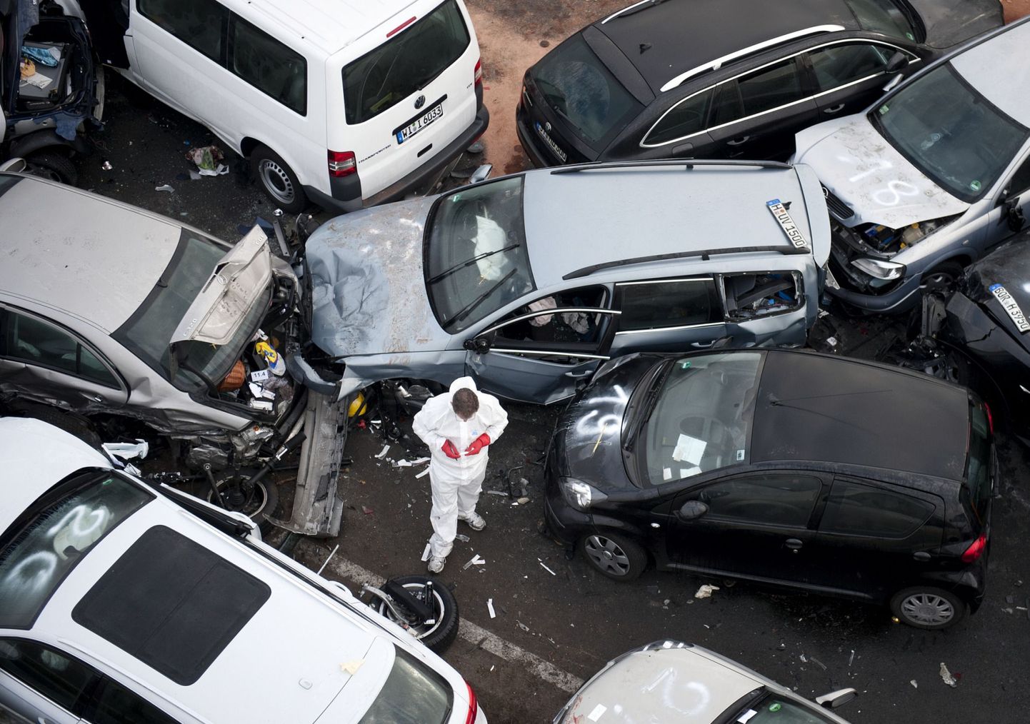 Цепная авария, произошедшая в 2011 году в Германии.