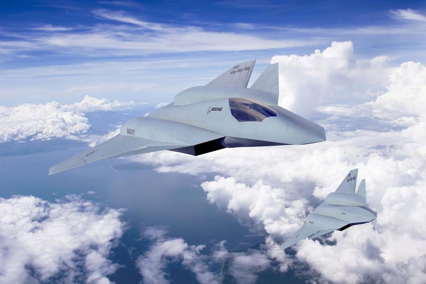 Arvutianimatsioon Boeingu järgmise generatsiooni X-lennukist, milleks võib saada F-35 edukas järglane.