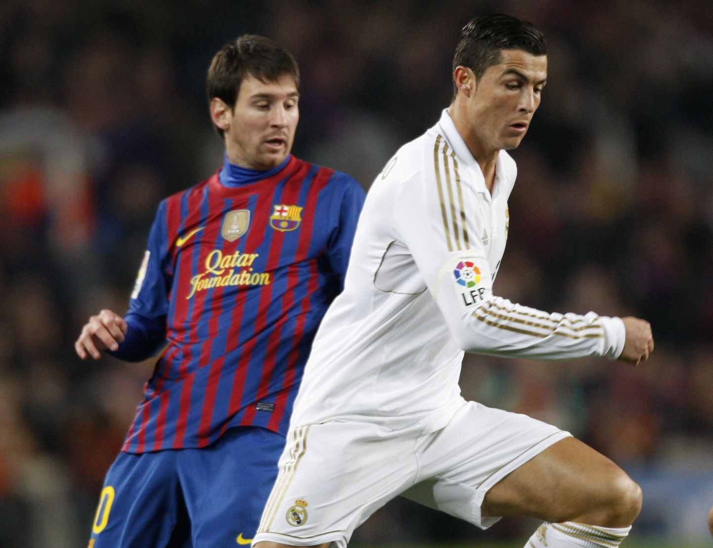 Madridi Reali tähtmängija Cristiano Ronaldo (paremal) ja FC Barcelona suurim staar Lionel Messi.