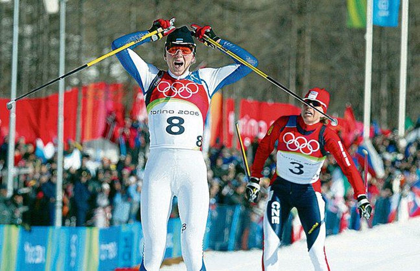 Золотой финиш Кристины Шмигун-Вяхи на Олимпиаде в Турине.