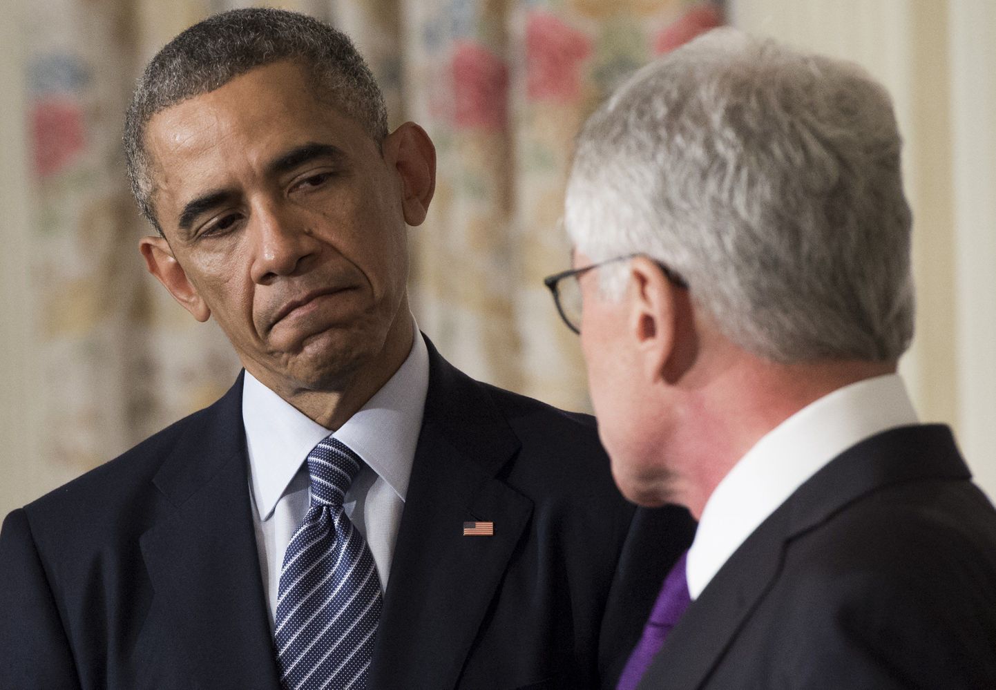USA president Barack Obama ja lahkumispalve esitanud kaitseminister Chuck Hagel täna Washingtonis.