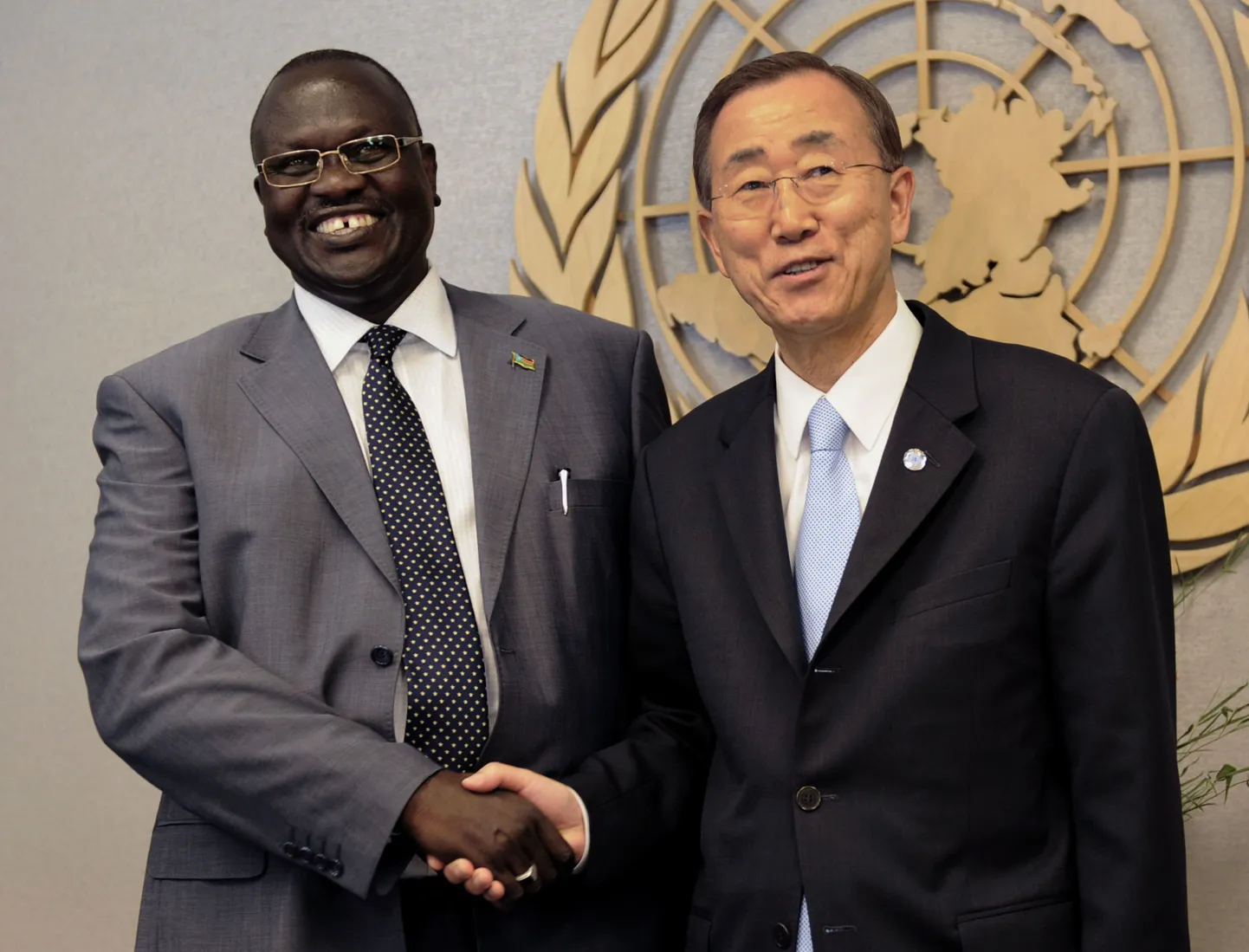 Lõuna-Sudaani asepresident Riek Machar Teny-Dhurgon ning ÜRO peasekretär Ban Ki-moon