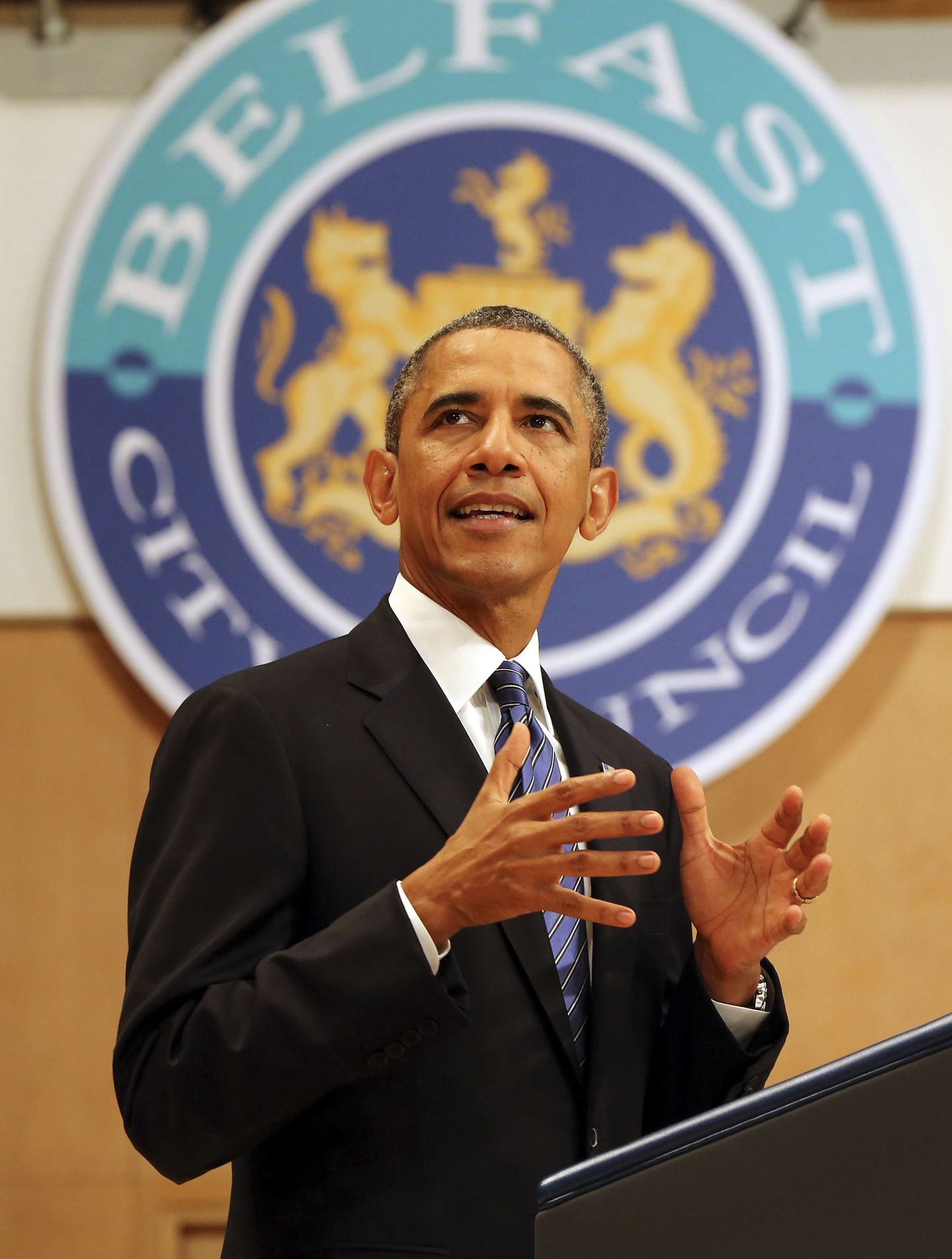 USA president Barack Obama peab kõnet Belfastis Waterfront Hallis.