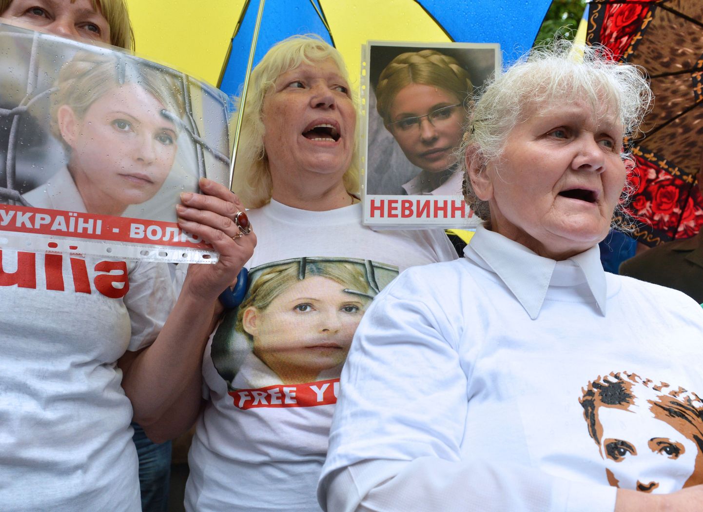 Vangistatud Ukraina ekspeaministri Julia Tõmošenko toetajad.