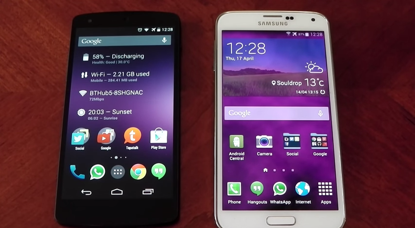 Nexus 5 и Samsung Galaxy S5
