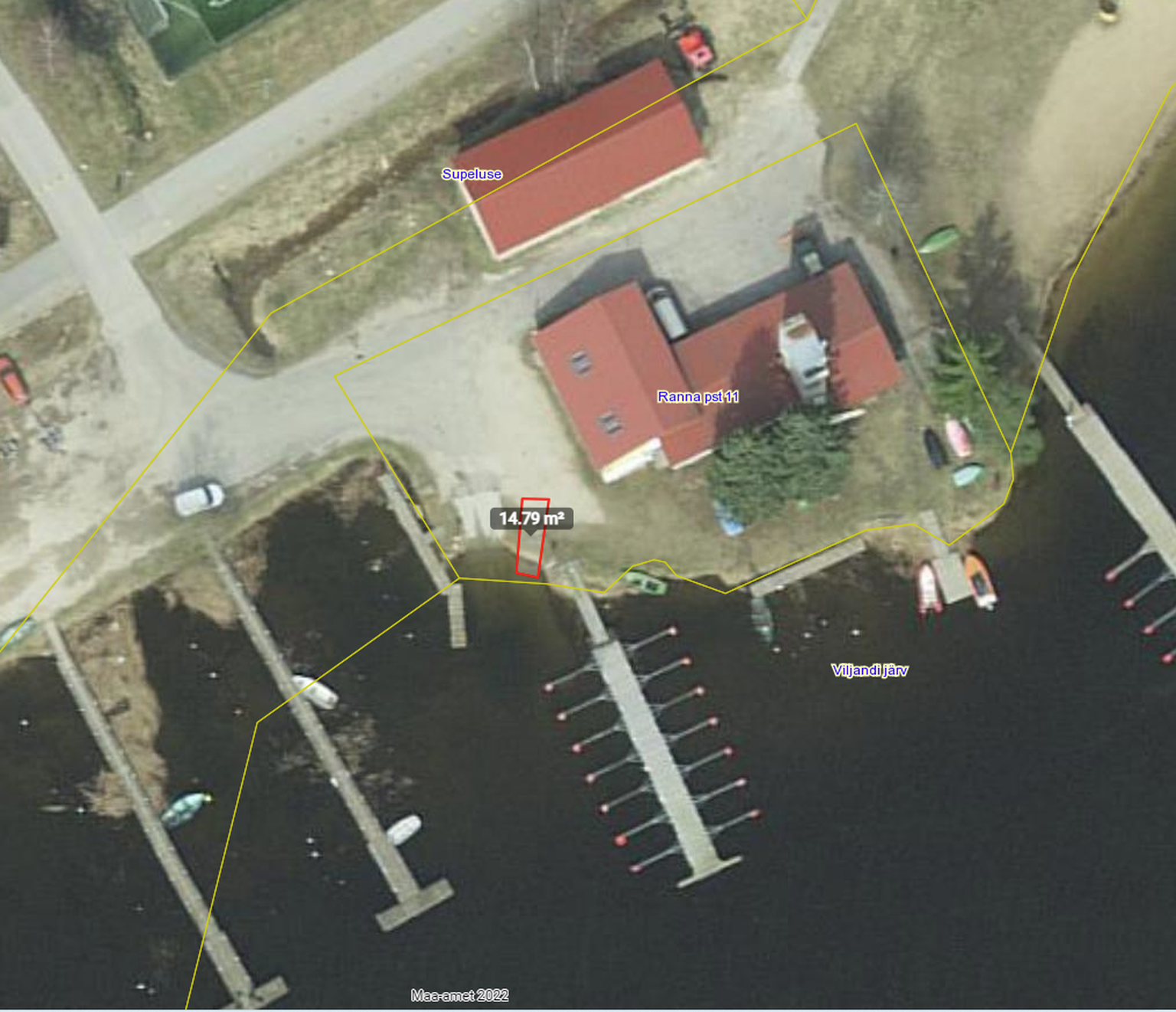 Kaardil on punasega märgitud ala, kust soovijad saavad slipi rekontrueerimise ajal paati vette lasta.