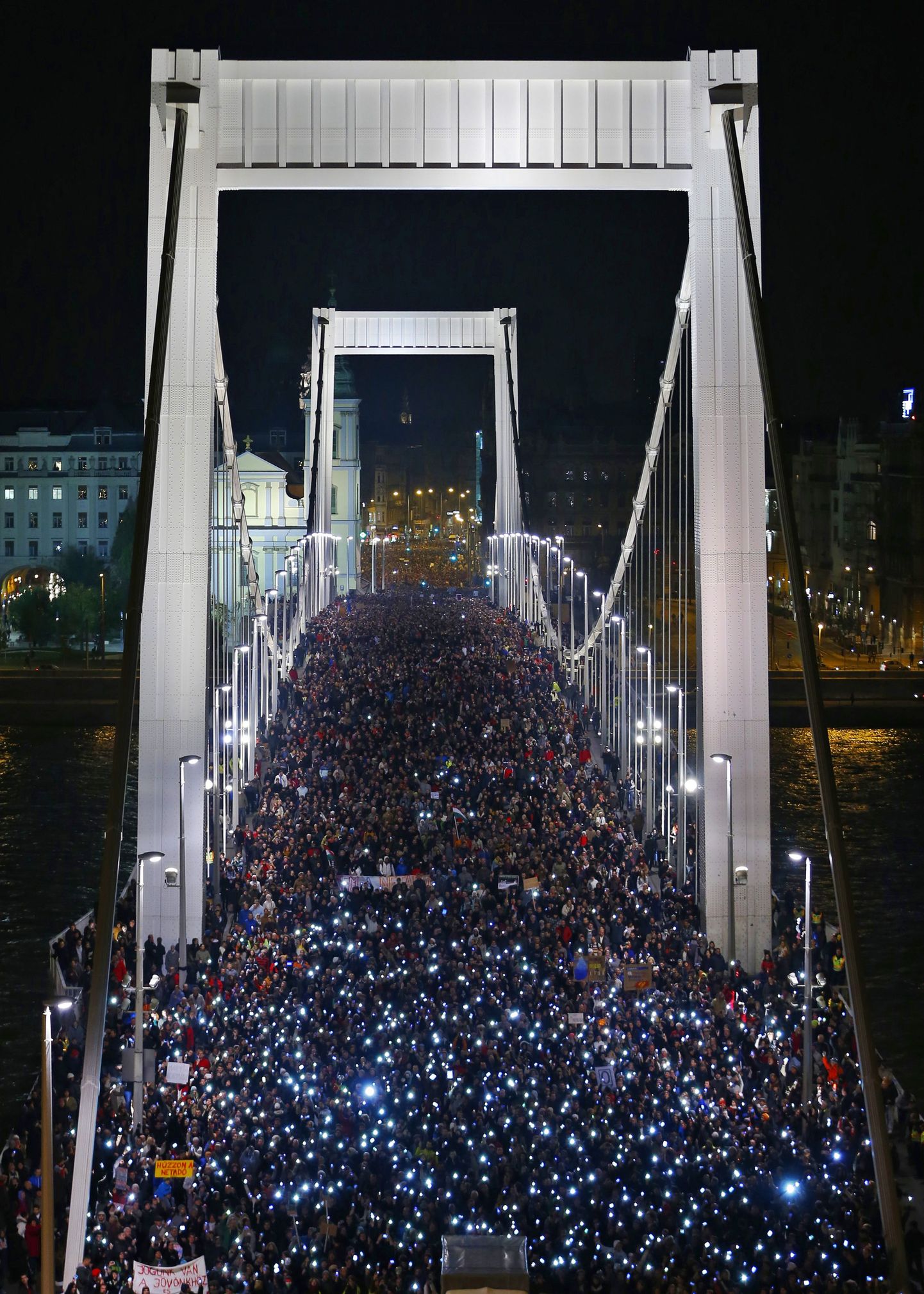 Венгерские протестующие.