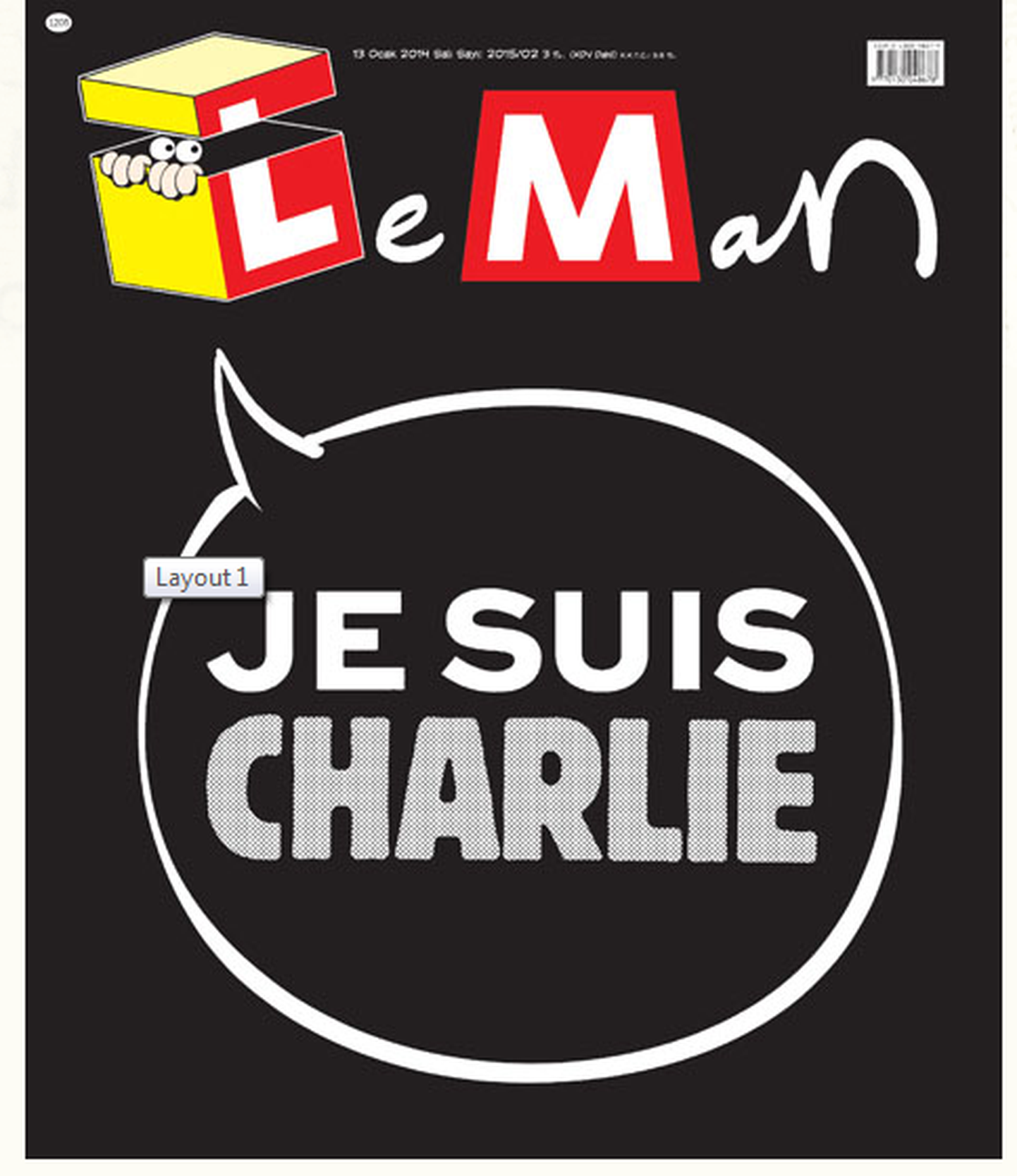Türgi satriirilehe esikaas, mis avaldab toetust tapetud Prantsuse karikaturistidele.