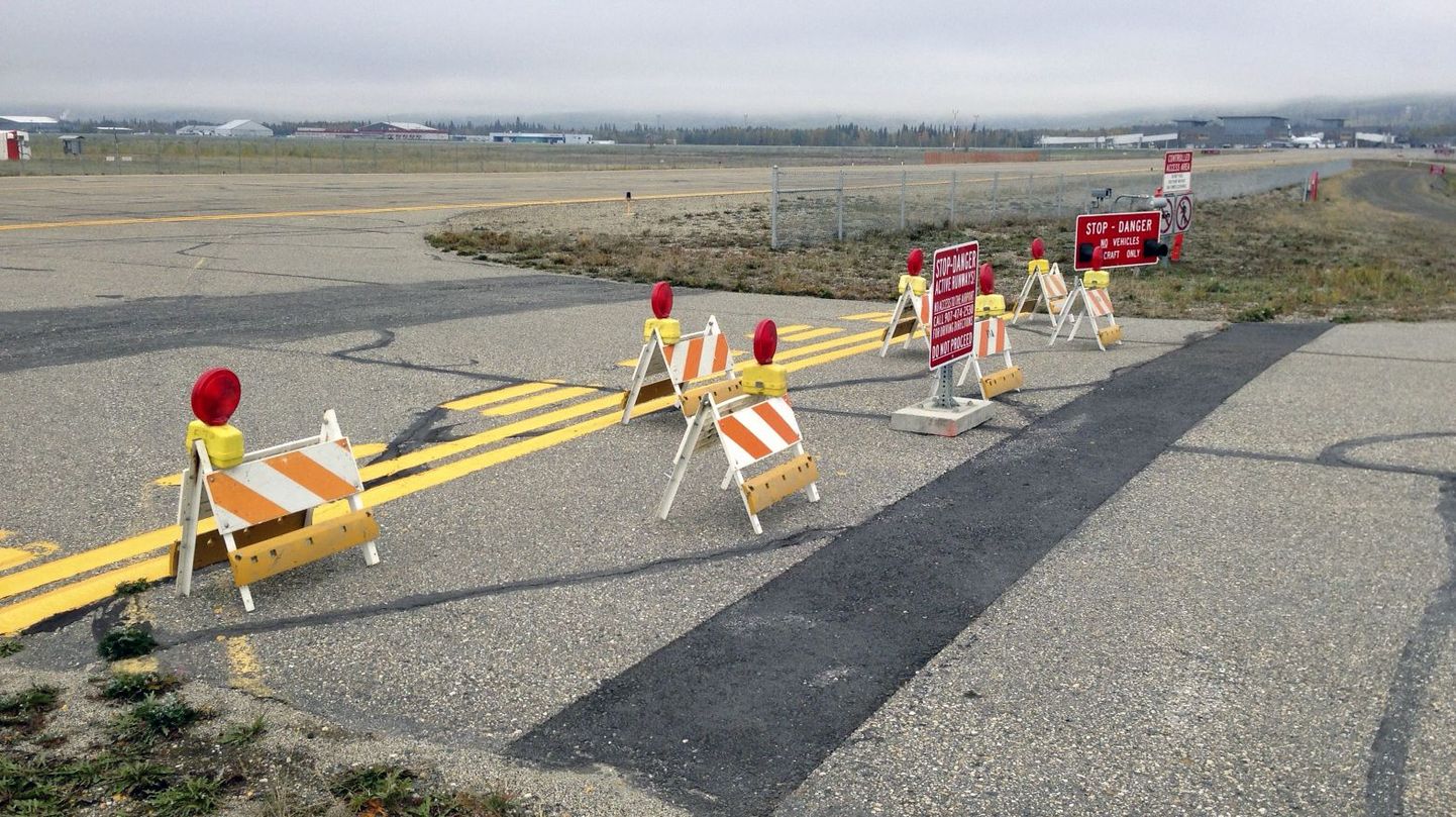 Alaska Fairbanksi lennujaama püstitatud tõkked.