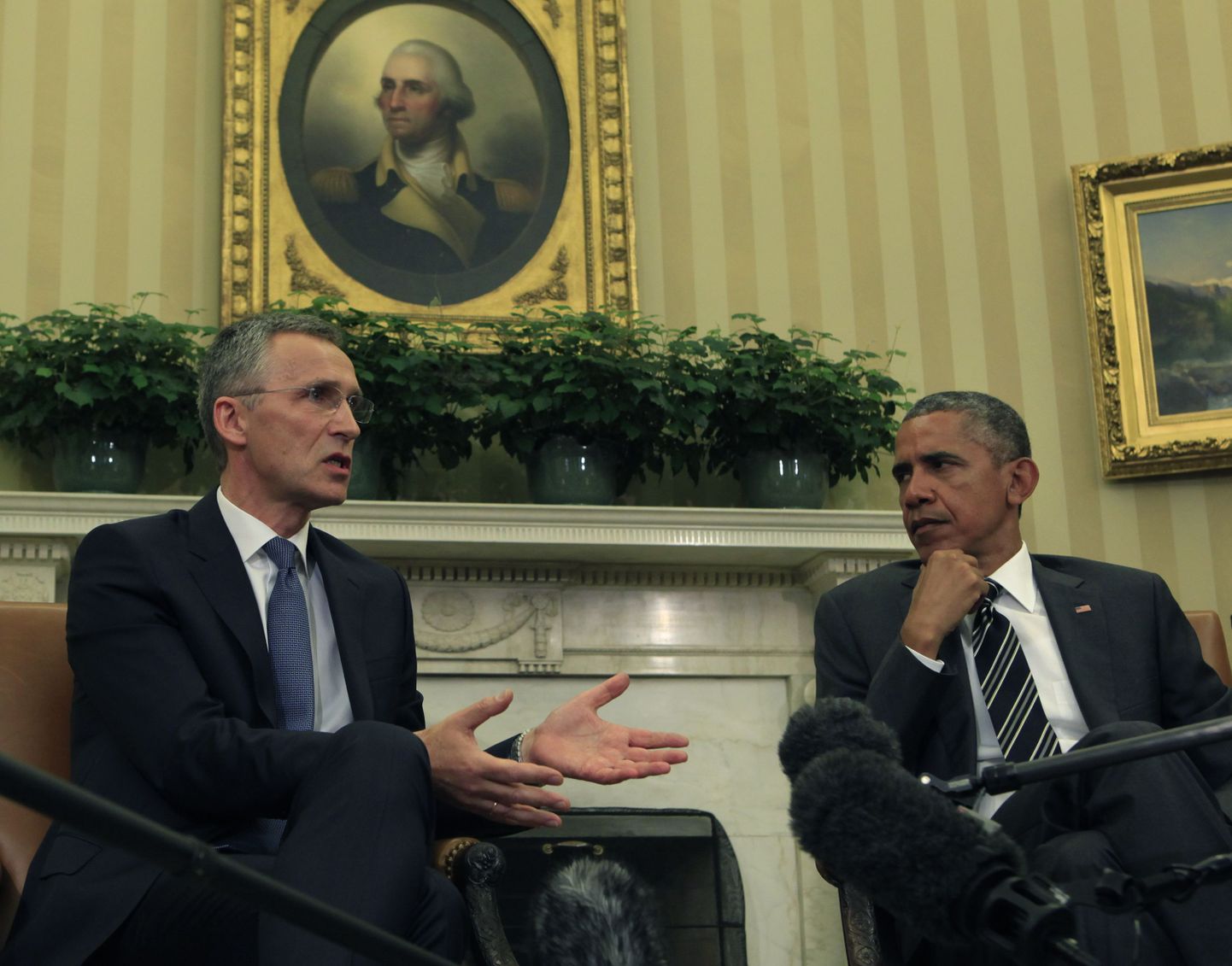 President Barack Obama ja NATO peasekretäri Jens Stoltenberg kohtumine Valges Majas mai lõpus.