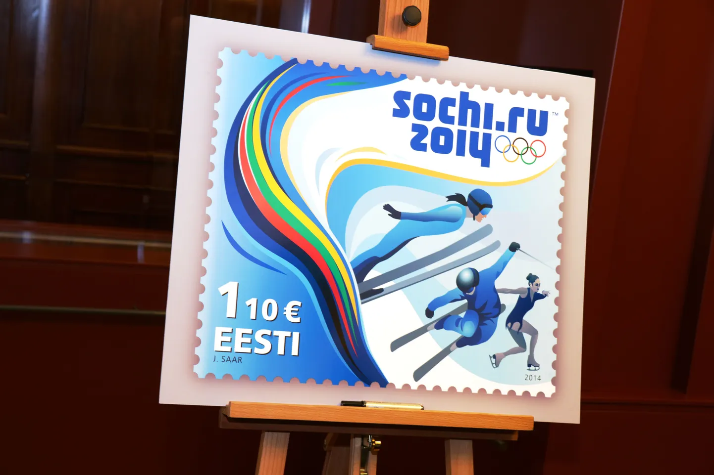 Sotši olümpiamängudele pühendatud postmark.