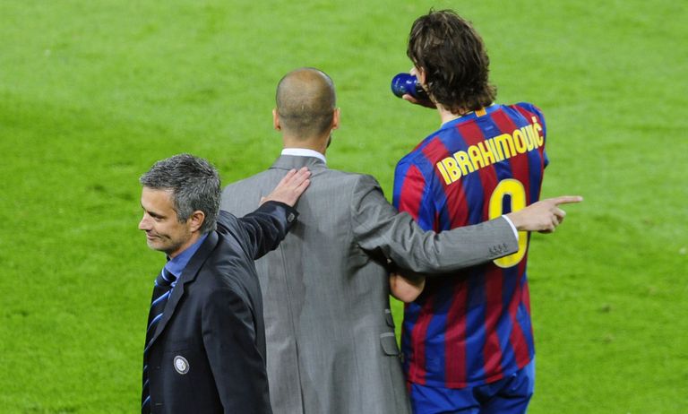 Jose Mourinho (vasakult), Pep Guardiola ja Zlatan Ibrahimovic saavad täna Manchesteris kõik taas kokku. FOTO: Scanpix