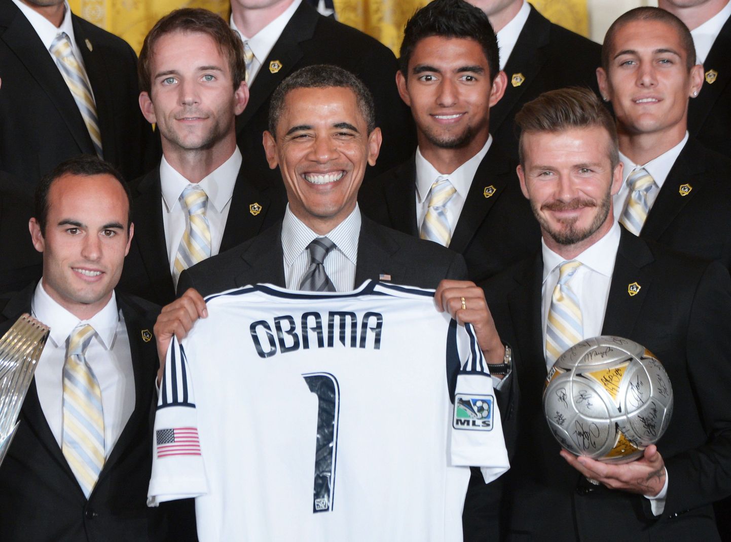 Barack Obama koos LA Galaxy meeskonna ja David Beckhamiga