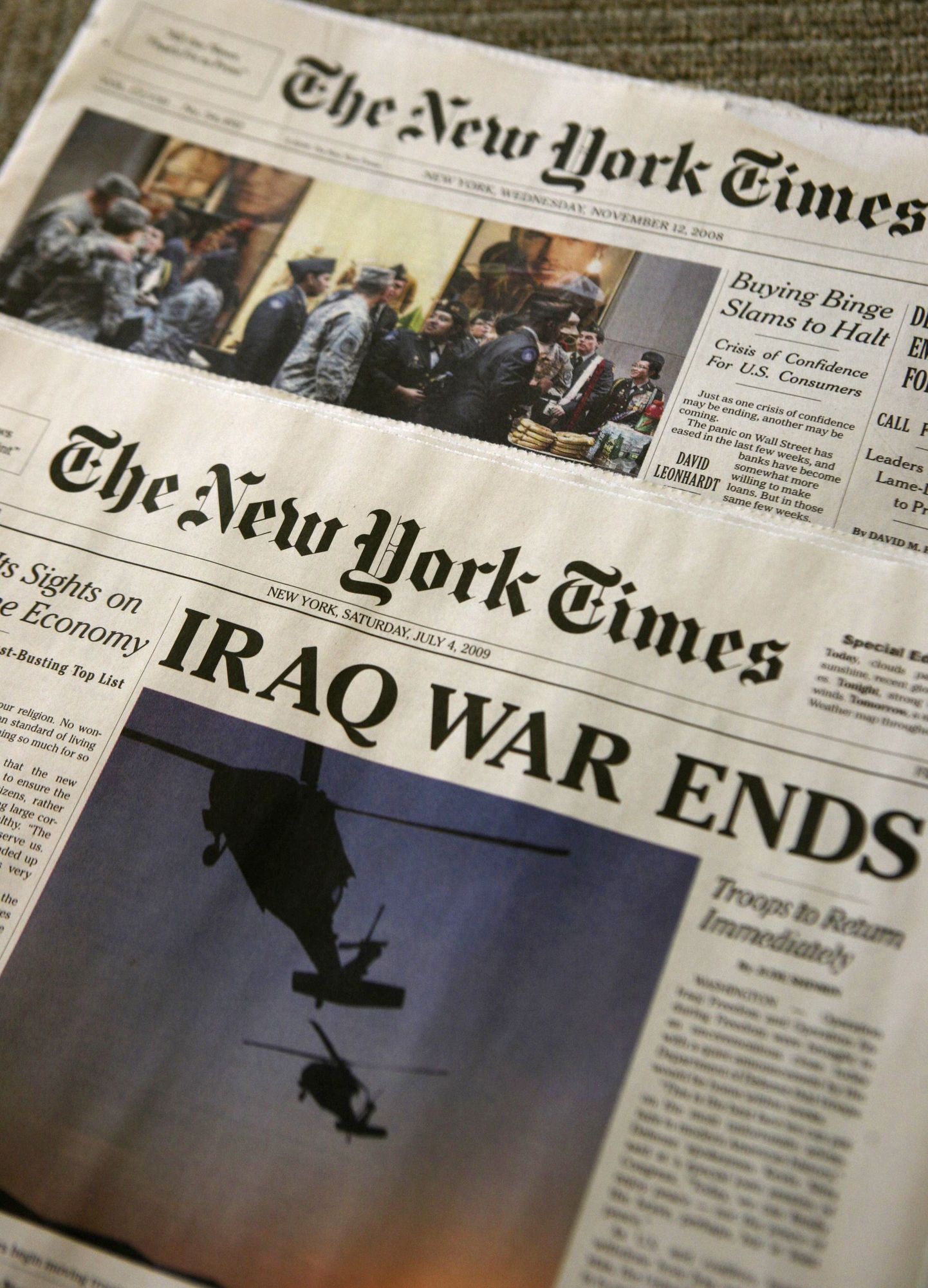 2008. aastal jagatud The New York Timesi libaväljannae kuulutas, et «Iraagi sõda on lõppenud»