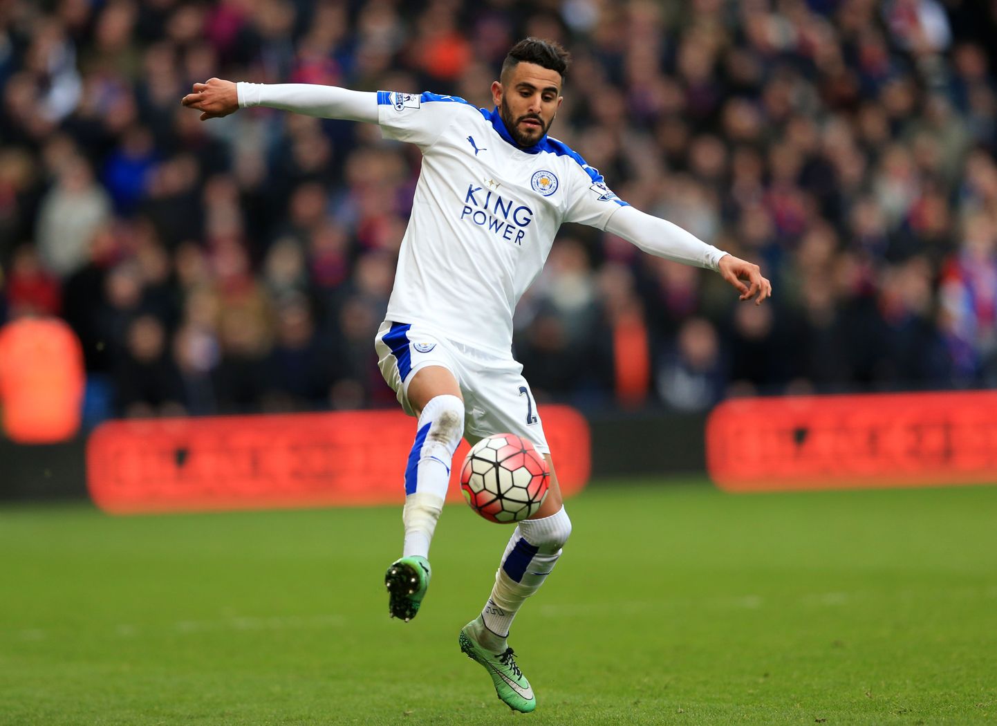 Leicester City's Riyad Mahrez during the Barclays Premier League match at Selhurst Park, London. PRESS ASSOCIATION Photo. Picture date: Saturday March 19, 2016. See PA story SOCCER Palace. Photo credit should read: Adam Davy/PA Wire. RESTRICTIONS: EDITORIAL USE ONLY No use with unauthorised audio, video, data, fixture lists, club/league logos or "live" services. Online in-match use limited to 75 images, no video emulation. No use in betting, games or single club/league/player publications.