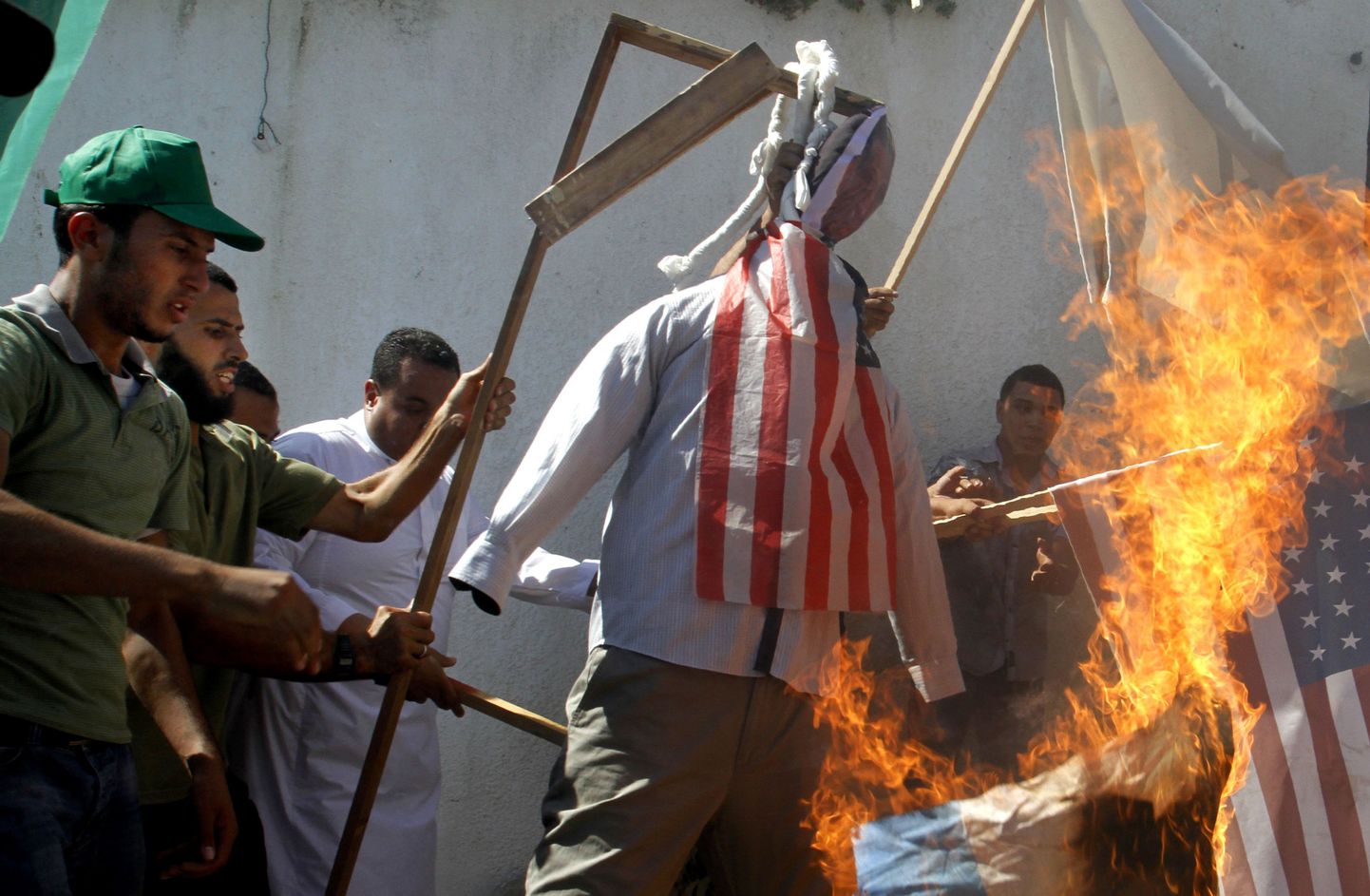 USA lippe põletati ka Gaza sektoris.
