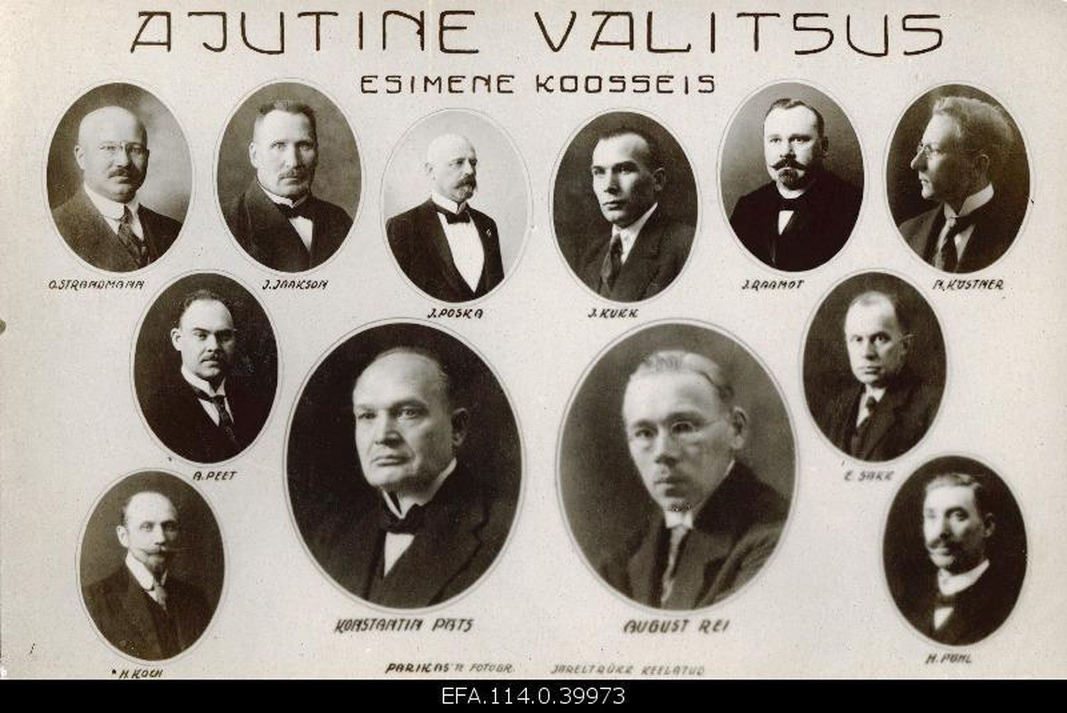 Ajutise Valitsuse esimene koosseis.