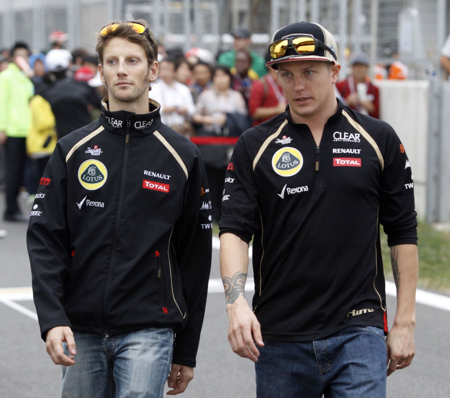 Romain Grosjean ja Kimi Räikkönen.