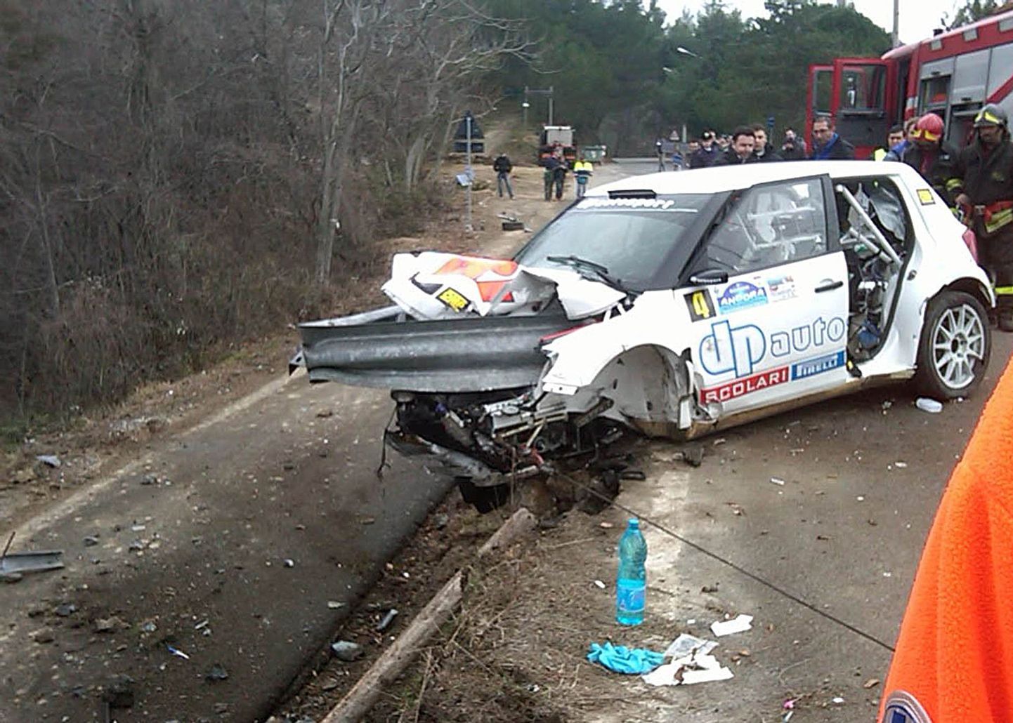 Robert Kubica ralliauto pärast avariid.